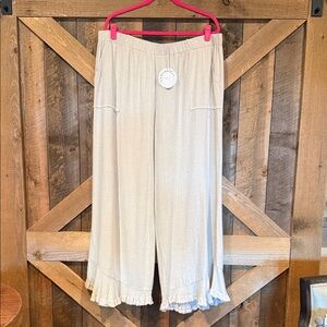 Umgee Cream Ruffle Hem Pants